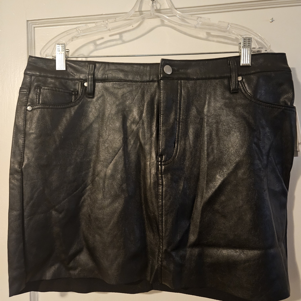 Love, Fire Black Faux Leather Mini Skirt NWT